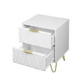 thumbnail image 4 of Hommoo 2 Drawers Nightstand, Modern Bedside Table with Metal Leg, Accent Side Table for Living Room & Bedroom, White, 4 of 8