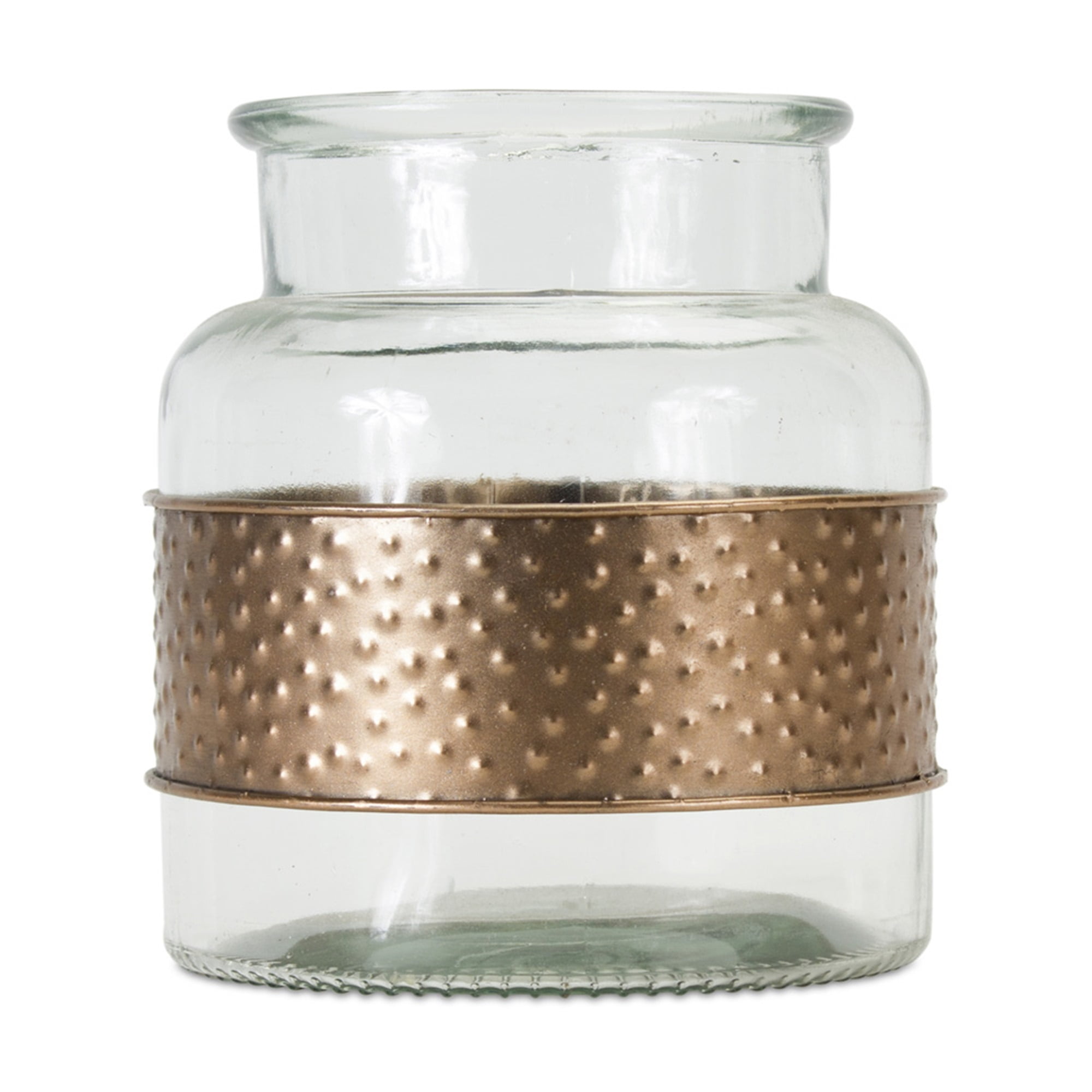 Jar With Metal Wrap (Set of 2) 7.5" x 7"H Glass/Iron