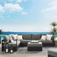 thumbnail image 2 of Modular Lounge Sectional Sofa Set, Grey Gray, Aluminum Metal, Outdoor Patio Balcony Cafe Bistro Garden Hospitality Restaurant, Modern Contemporary HB36645, 2 of 10