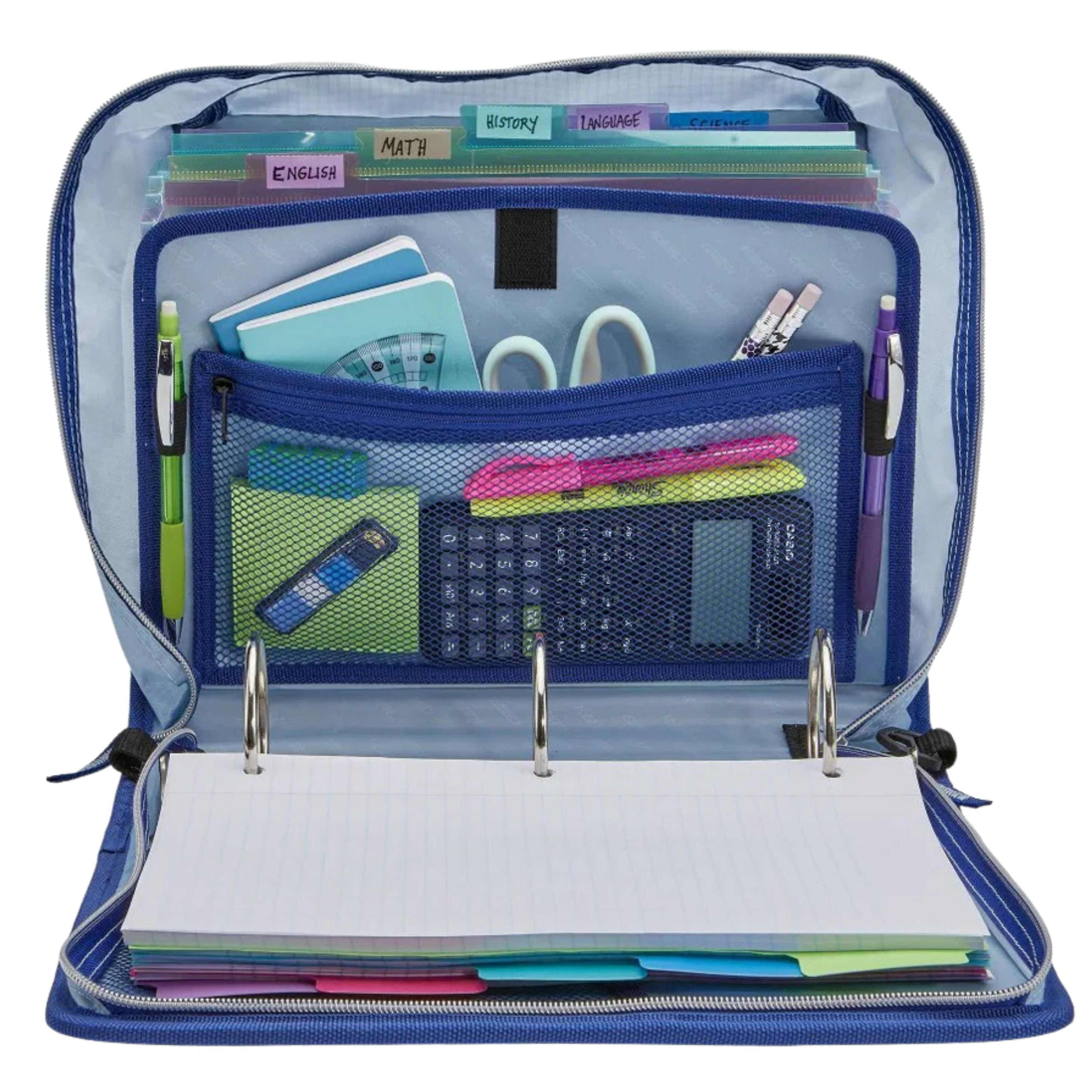 Case-it 3"  Mighty Zip Tab Zipper Binder in Hypnotic Blue