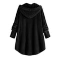 thumbnail image 3 of SDNall Women Plus Size Button Plush Tops Hooded Loose Cardigan Wool Coat Winter Jacket, 3 of 9