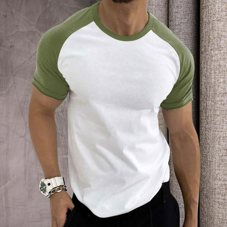 YUHAOTIN Mens T Shirts Graphic Funny Scary Mens Spring Summer Casual Sports  Color Block Raglan Sleeves Round Neck T Shirt Mens T Shirts Casual Graphic