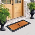 thumbnail image 4 of A1 Home Collections Rubber and Coir Paisley Border Heavy Duty Non-Slip Durable Double Door Monogrammed J Doormat 30"X60", Black, 4 of 5