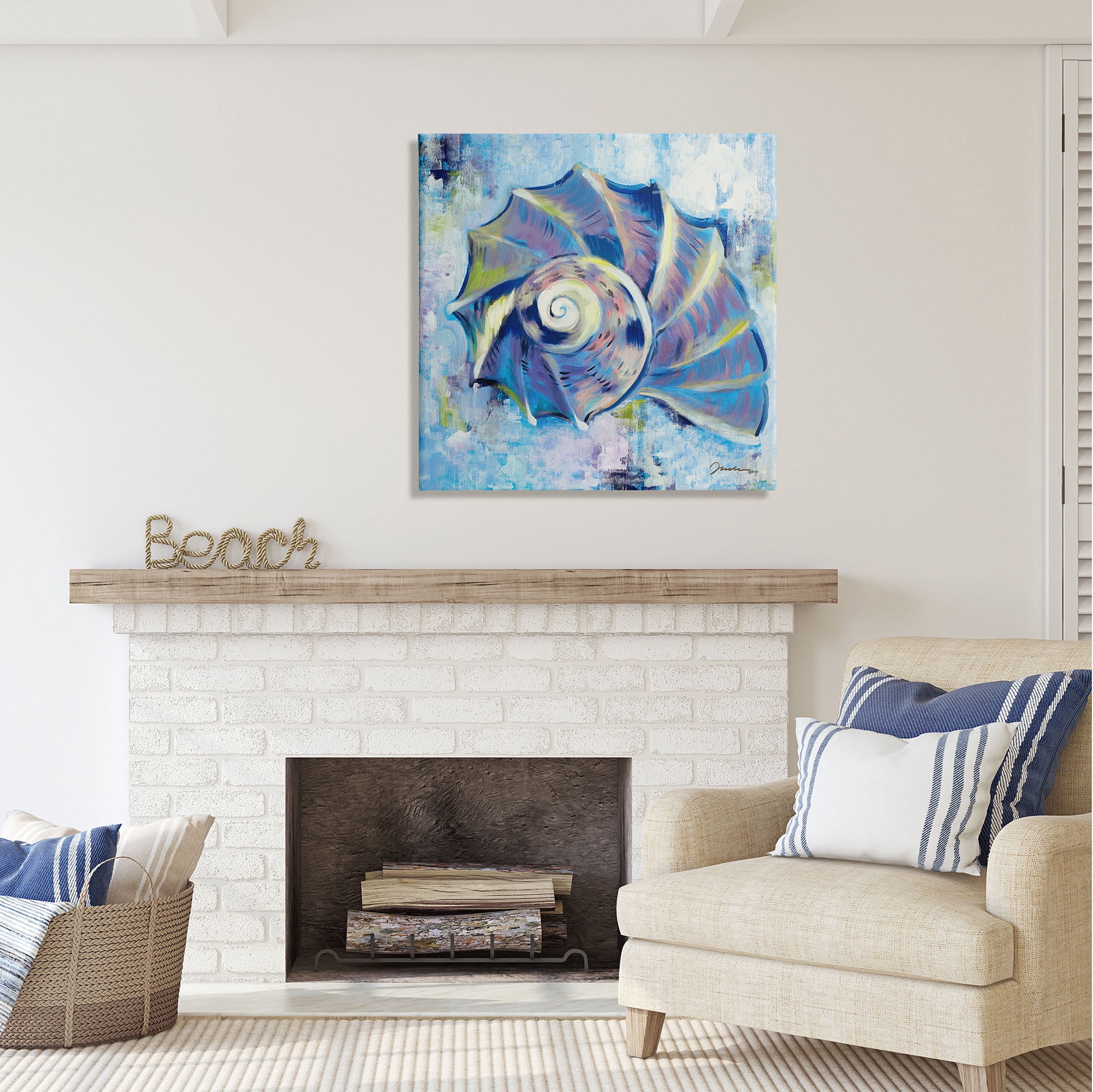 Stupell Industries Abstract Blue Nautilus Animals & Insects Painting Gallery Wrapped Canvas Print Wall Art, 30 x 30