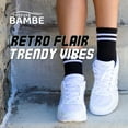 thumbnail image 4 of Forever Bambe Retro Mini Crew Socks for Women, Soft Terrycloth Cushioned Bottom Striped Socks, Athletic Quarter Calf Gym Socks (4-Pack) Black Ankle Socks With White Stripe, 4 of 6