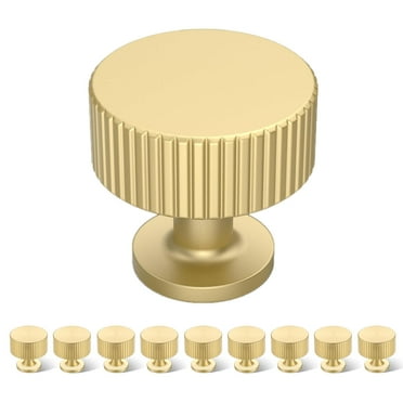 10 pcs Solid  Cabinet Knobs ,Pulls Cabinet Drawer Dresser Gold Knobswith Install Screws ,Modern Handles Knobs(1.1"x1.1"/28mmx28mm), Brushed Brass Finish