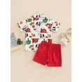 thumbnail image 4 of BemeyourBBs Toddler Baby Boys Farm Circus Gentleman Outfits Infant Baby Boys Summer Clothes Cute Cartoon Animal Print Short Sleeve Button Down Shirts with Bowtie Pockets Shorts Set, 4 of 9