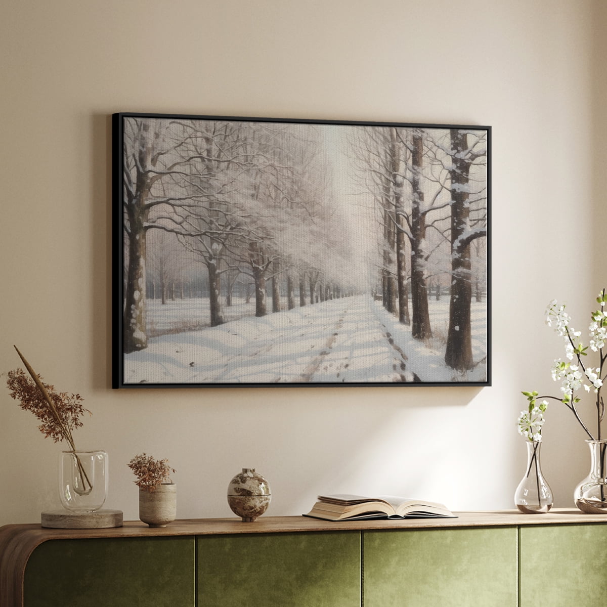 Vintage Landscape-XIII By Wexford Home Framed in Black Wood Gallery Wrapped Canvas 17 in. x 25 in.