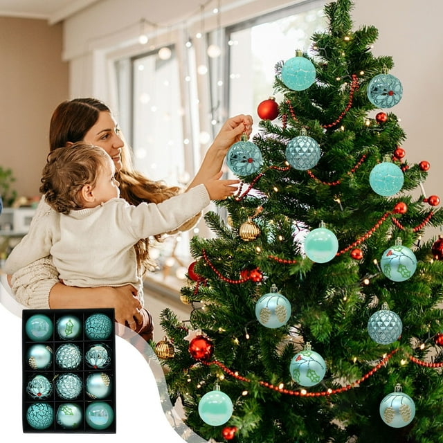 Tyidzon Christmas Balls Ornaments Shatterproof Christmas Ornaments Set Multiple Styles Ornaments For Christmas Trees Also For Other Party Decoration 12pcs