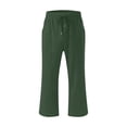 thumbnail image 5 of Men's Capris Pants Casual Summer Drawstring Elastic Waist Solid Color Straight Leg Breathable Lightweight Quick Dry Joggers Hiking Running Gym | AKLJWH,Green L, 5 of 7