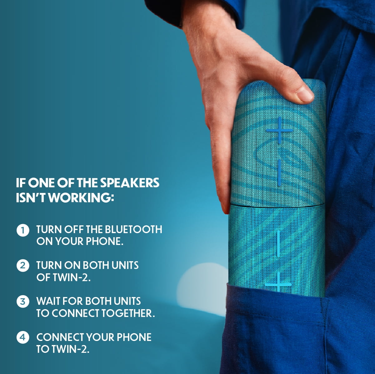 Stromberg - Twin 2-in-1 Mini Portable Bluetooth Speaker, 10W Power (5W per Speaker), 10-Hour Playtime, Sky Blue and Blue