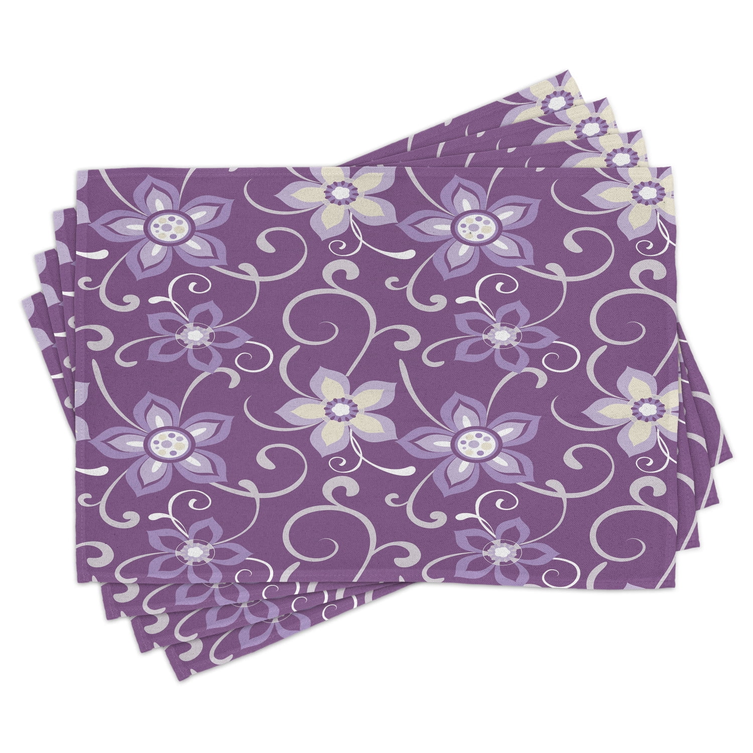 Eggplant Placemats Set of 4 Beautiful Lilacs with Leaves Sticking out