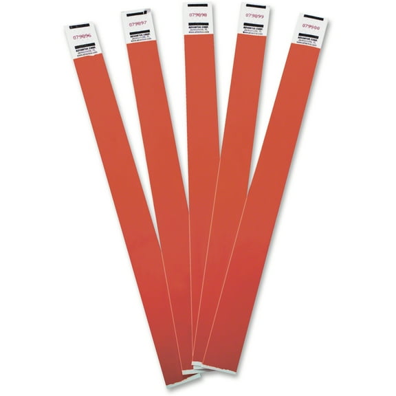 Crowd Management Wristbands, Sequentially Numbered, 10 X 3/4, Red, 100/pack | Bundle of 5 Packs