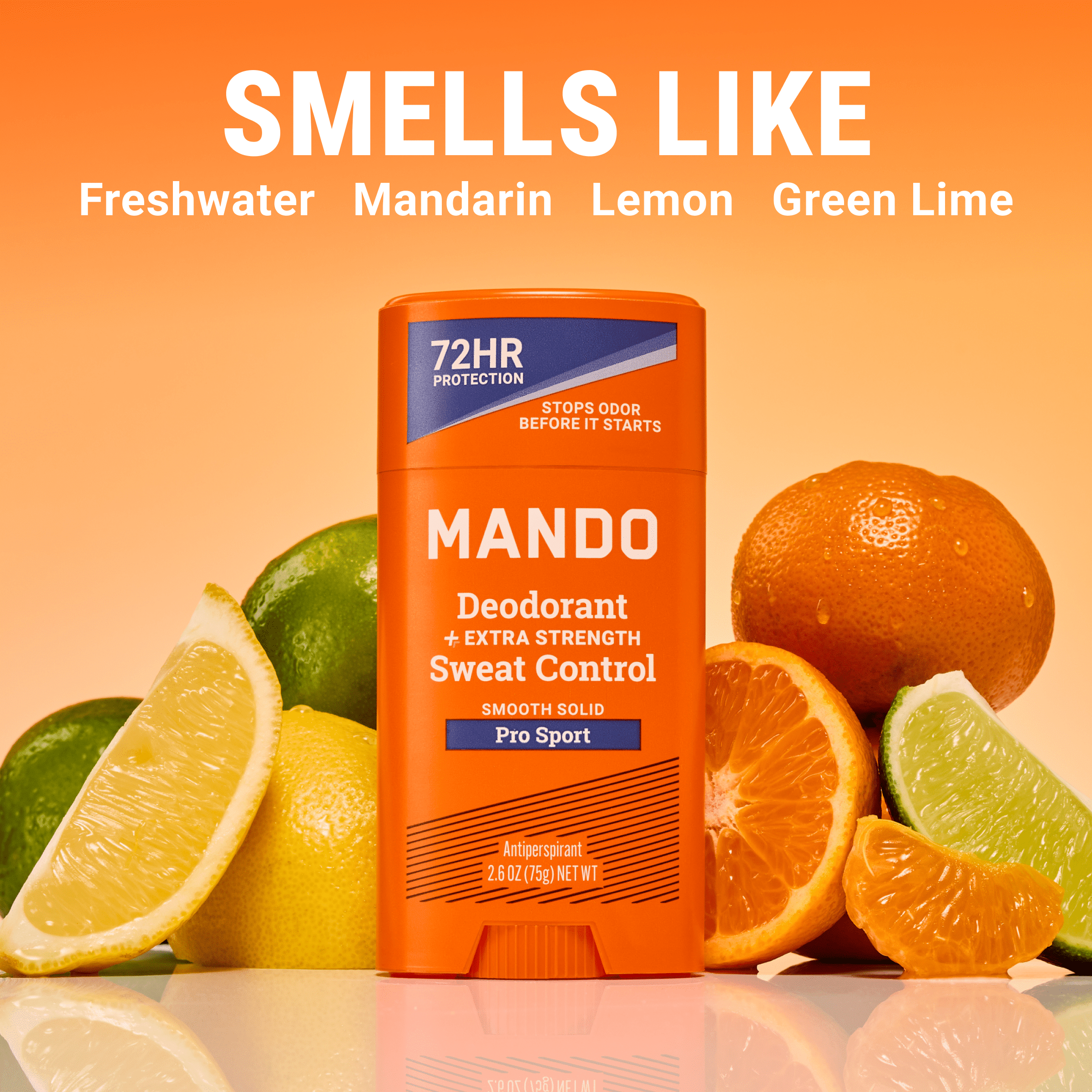 Mando Deodorant Plus Sweat Control Solid Antiperspirant Deodorant Stick, Pro Sport, 2.6 oz