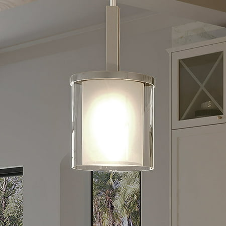 

Luxury Contemporary Indoor Pendant 14 H x 6.25 W with Transitional Style Elements Nautical Design Brushed Nickel Finish and Clear UHP3200