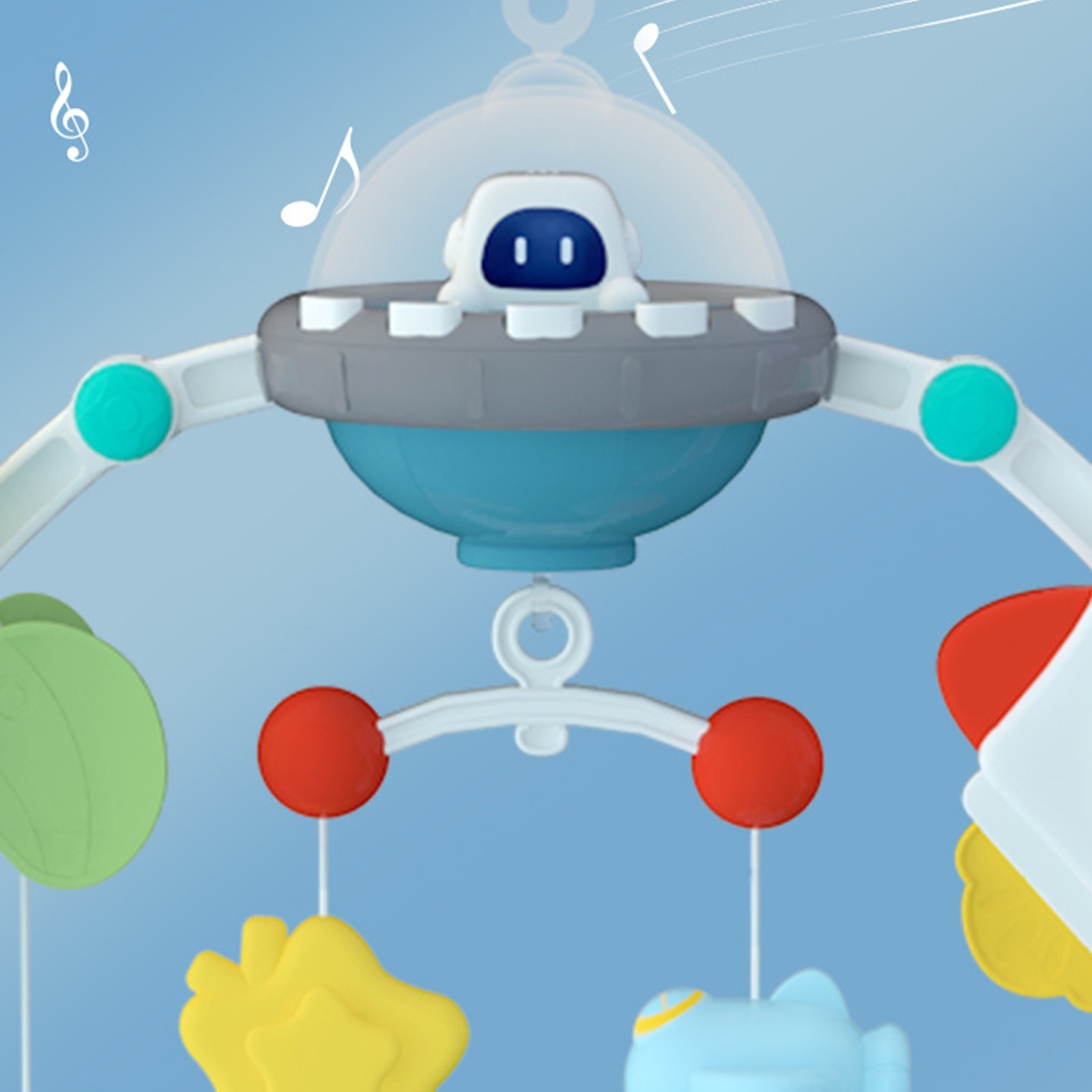 Adjustable Baby Mobile Hanger, Space Theme Crib Clip for Bassinets, Strollers, Playpens with Safe ABS Decorations