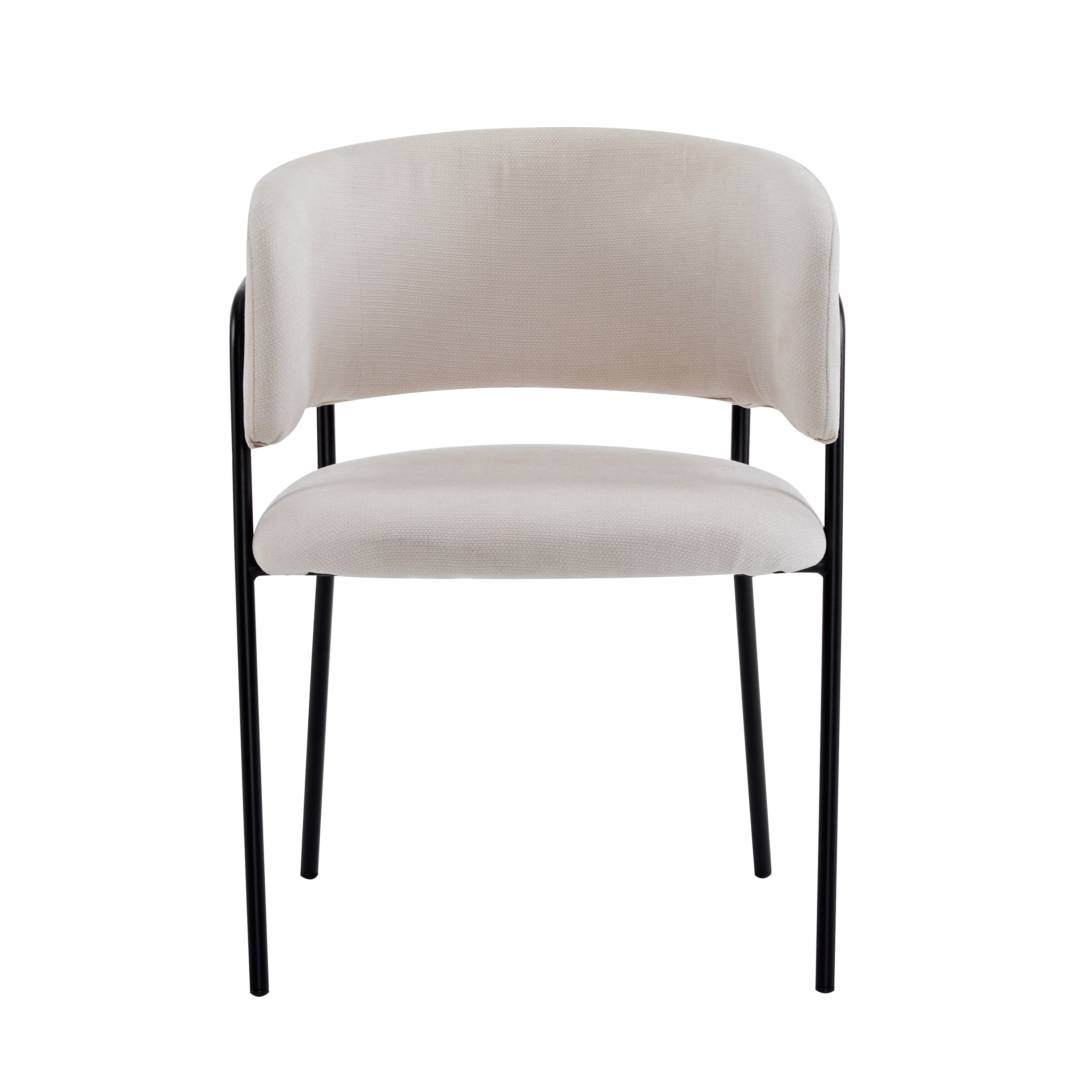 EUROCO Upholstered Dining Chairs Set of 2, Mid Century Modern Minimalist Accent Chair with Arms & Metal Legs for Kitchen Living Room,Beige