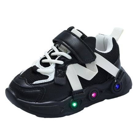 

Durtebeua Led Light Shoes Toddler Girl Sneakers Kid s Unisex Walking Sneakers Soft Insole Toddler Slip on Sneakers Tennis Shoes for Girls Boys Light Up Shoes Black 4.5-5 Years