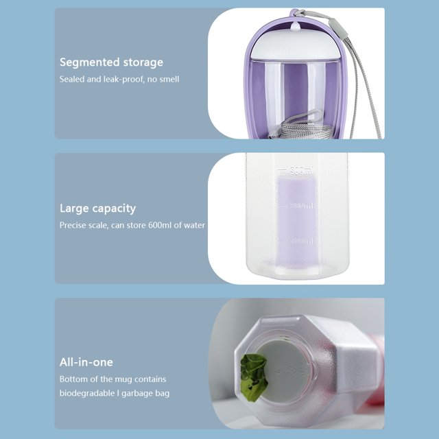 Botella de comida de agua para perros multifuncional para alimentación de agua potable para mascotas (púrpura) Likrtyny Libre de BPA