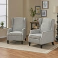 thumbnail image 2 of Noble House Wescott Fabric Recliner, Set of 2, Gray Tweed, Dark Brown, 2 of 11