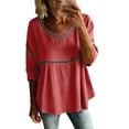 thumbnail image 2 of Womens Floral Babydoll Tops，Floral Blouses For Women Crewneck Short Sleeve Shirts Office Work Tops Lightweight Gauze 3/4 Sleeve Blouses Boho Floral Tops Peasant Blouses Loose Fit Tunic Top L, 2 of 9