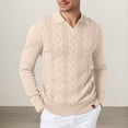 thumbnail image 2 of Adeawade Men'S Sweaters O Neck Jacquard Collar Pullover Knit Sweater Coatable Warm Textured Long Sleeve Fall Winter Season Outdoor Indoor Use Shirt Basic Clothes Beige 2Xl, 2 of 9