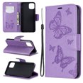 thumbnail image 4 of Allytech iPhone 11 Pro Max Case (6.5"), Slim Fit PU Leather Folio Butterfly Embossed Shockproof Wrist Hand Strap Flip Cards Holder Wallet Case TPU Back Cover for Apple iPhone 11 Pro Max, Violet, 4 of 8