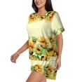 thumbnail image 2 of Naloa Sunflowers On A Yellow Background Women's Short-Sleeved Pajama Set, Loungewear, Summer pajamas, Breathable Cozy - Medium, 2 of 9
