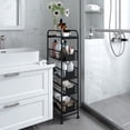 thumbnail image 2 of BENOSS 5 Tier Slim Rolling Cart with Drawers Pull-Out Design Corner Storage Shelf Organizer with Wheels，Black-Metal, 2 of 7
