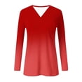 thumbnail image 6 of CHGBMOK Women's Gradient Shirts Long Sleeve V Neck Basic Tee Casual Summer Spring Tops Loose Fit Comfy Going Out Blouse, 6 of 6