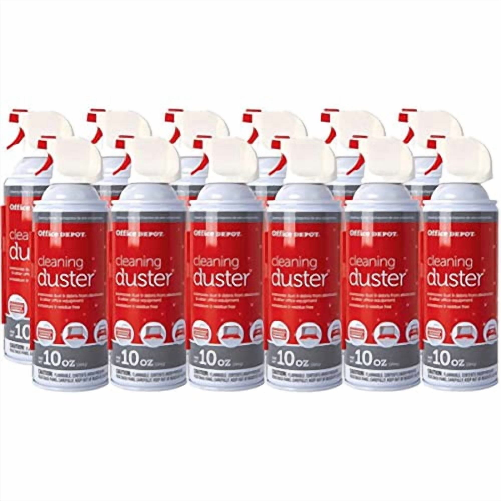 Office Depot Cleaning Duster, 10 Oz Compressed Canned Air for Electronics, Keyboard Cleaner for Computer, Laptop, PC, Printer, Office Equipment, Moisture-Free, Pack of 12