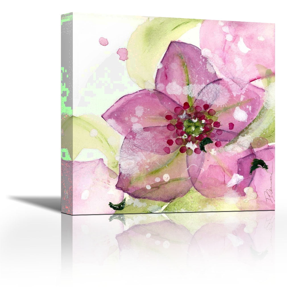 Pink Flower in the Snow Contemporary Fine Art Giclee on Canvas