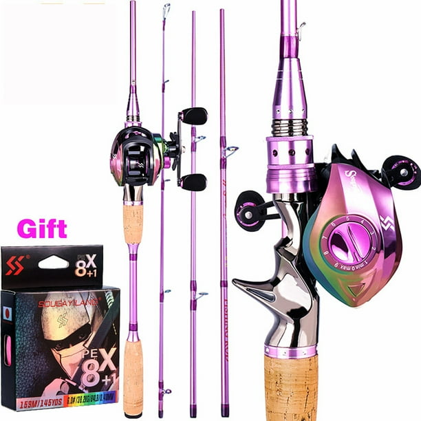 Sougayilang 7ft Fishing Rod and Reel Combo Muticolor Baitcasting Reel Ultralight Casting Rod