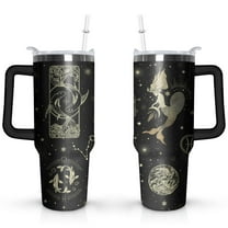 Pisces 40oz Handle Cup with Lid and Straw, Astrology Cup, Gothic Cup, Constellation Mug, Zodiac Gifts for Men Women, Constellation Gifts, 40oz Large Capacity Cups with Handles, Lids, and Straws