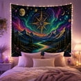 thumbnail image 2 of Golden Compass Rose & Moon Phase in a Nebula Sky, Mystical Fantasy Celestial Art for Space Lovers, Ornate Cosmic Wall Decor, Birthday Gift, Tapestry Wall Hanging for Bedroom and Living Room, 2 of 7