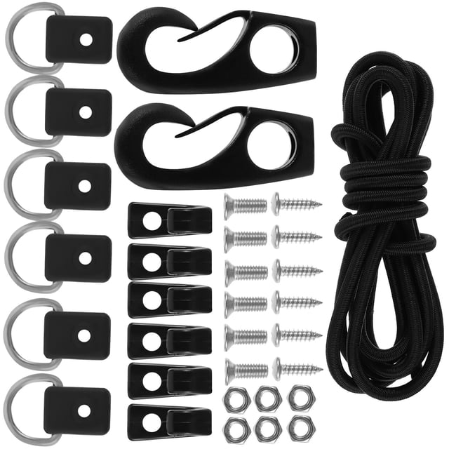 RENACLIPY 1Set Outdoor Elastic Sailing Cord Black with Hook Practical Mooring Rope for Boat Dock
