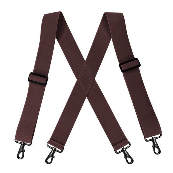 Work Suspenders for Men Heavy Duty Hunting Strong Clip 2" Adjustable and Elastic X Back Brown Suspender Mens