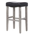 thumbnail image 5 of 29" Inch Upholstered Backless Saddle Seat Counter Stool, Antique Gray/Leather, 5 of 6