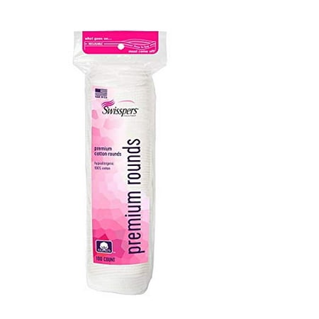 Swisspers Hypoallergenic 100% Cotton Rounds - 100 Beauty Rounds - 12 Pack
