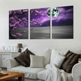 thumbnail image 2 of JRXY Large Purple Wall Art Decor for Living Room Bedroom Framed Black and White Seascape Full Moon Purple Flower Painting Canvas Picture Modern Hand-Painted Plum 12''x16''X3 Panels 12x16x3pcs, 2 of 4