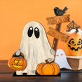thumbnail image 4 of Decoración de Halloween de Madera con Forma de Fantasma, Cubo de Calabaza y Letrero - Decoración Festiva para el Hogar (2 Piezas), 4 of 5
