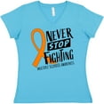 thumbnail image 3 of Inktastic Never Stop Fighting Multiple Sclerosis Awareness Women's V-Neck T-Shirt, 3 of 5