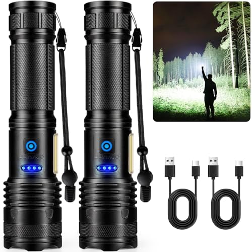 Rechargeable Flashlights High Lumens,99000LM Super Bright Flashlight,Adjustable Powerful Flash Light with 8 Modes & COB Light,Waterproof Handheld Flashlight for Home Camping