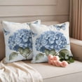 thumbnail image 2 of Blue Hydrangea Retro Outdoor Waterproof Pillow Covers, VintageBotanical Floral Blossom Decorative Square Throw Pillowcase Sofa Cushion Sham for Patio/Couch/Chair, 24"x24" 2 Pack, 2 of 8