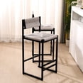thumbnail image 2 of Gray Office Bar Stools With Back, Handmade Paper Rope Weave Seat And Metal Frame Of 2 Counter Height - & Construction. Fits Living Room, Spaces, 2 of 6