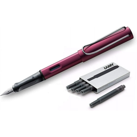 Lamy AL-Star Fountain Pen (29F) Black Purple   5 Black Ink Cartridges