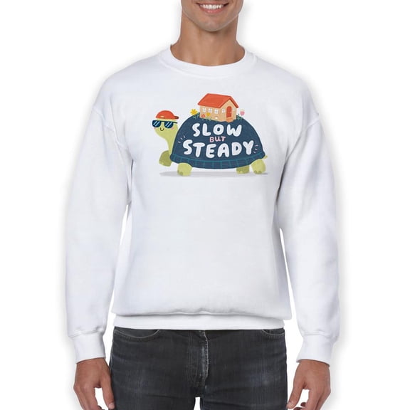 Slow But Steady Cool Turtle Art Sweatshirt Men -Image by Shutterstock, Male Small