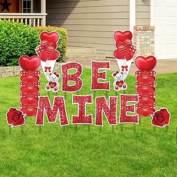 VictoryStore 18" Red Be Mine - Disco Style Valentine's Day Yard Card Set, 12 Pieces Total