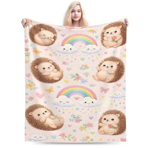 Cute Hedgehog Rainbow Blanket Kids Nursery Throw Blanket Cartoon Animal Soft Cozy Blanket for Couch Bed Baby Room Gift Decor 50x40