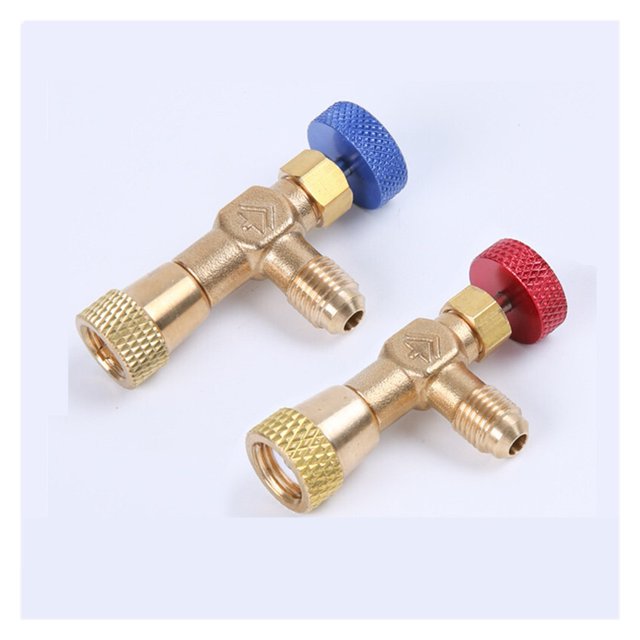 R410a R22 Refrigeration Tool Air Conditioning Safety Valve Adapter 1/4" 5/16" Inch Thread Charging Hose Valves ,Easy to Install